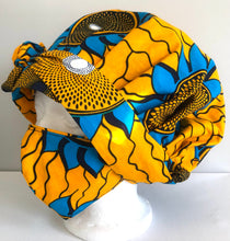 Load image into Gallery viewer, African Print Head Wrap and Mask Sets - side view