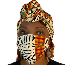 Load image into Gallery viewer, African Print Head Wrap and mask front

