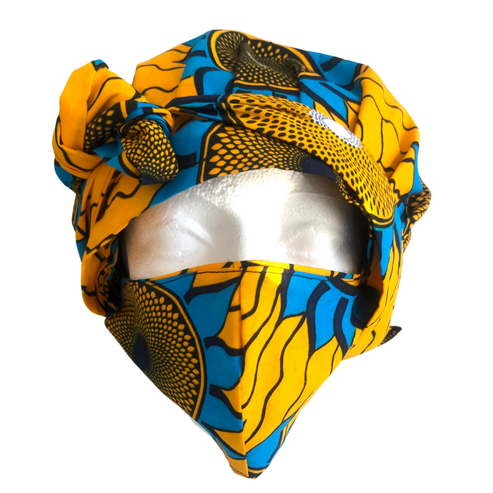 African Print Head Wrap and Mask Sets
